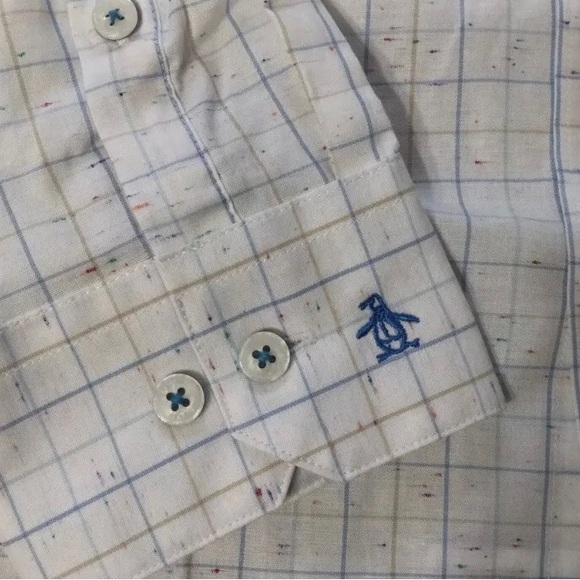 Original Penguin Mens Heritage Slim Fit White Plaid Long Sleeve shirt Size 15.5 - Picture 5 of 8